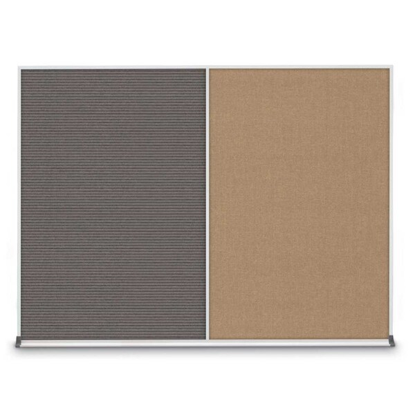 Triple Door Radius Corkboard, 96"X48", B, UV8006-BLACK-BUFF